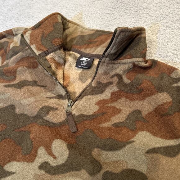 Starter Mens Quarter Zip Fleece Jacket Camouflage Outdoor Hiking Size Medium - Picture 4 of 9
